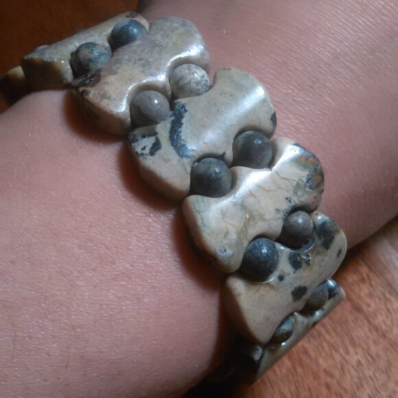 Yellow Turquoise Fancy Shape Stretch Bracelet - Picture 2 of 12